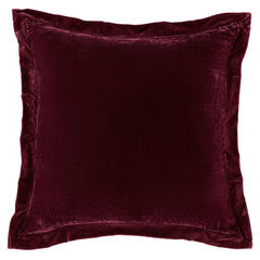 Stella Faux Silk Velvet Flanged Euro Sham, 27" x 27", Garnet Red, 1PC