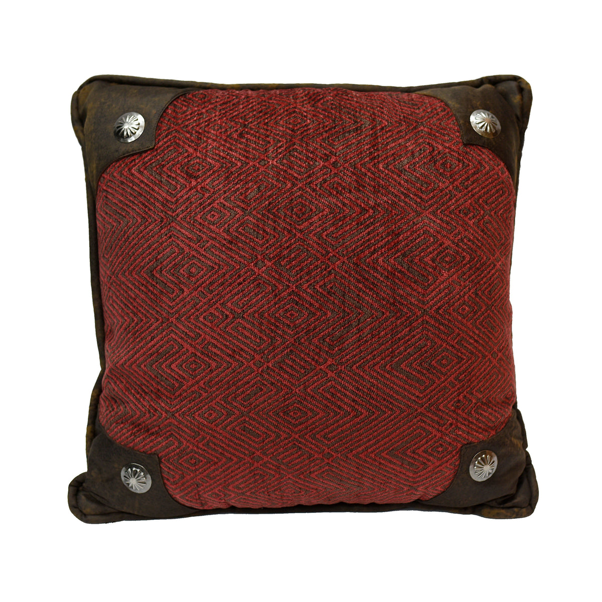 Wilderness Ridge Concho Red Chenille Pillow, 18" x 18", 1PC