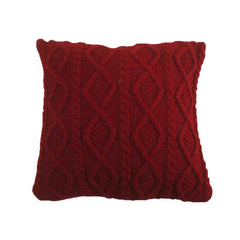 Cable Knit Soft Diamond Throw Pillow, 18" x 18", Red, 1PC