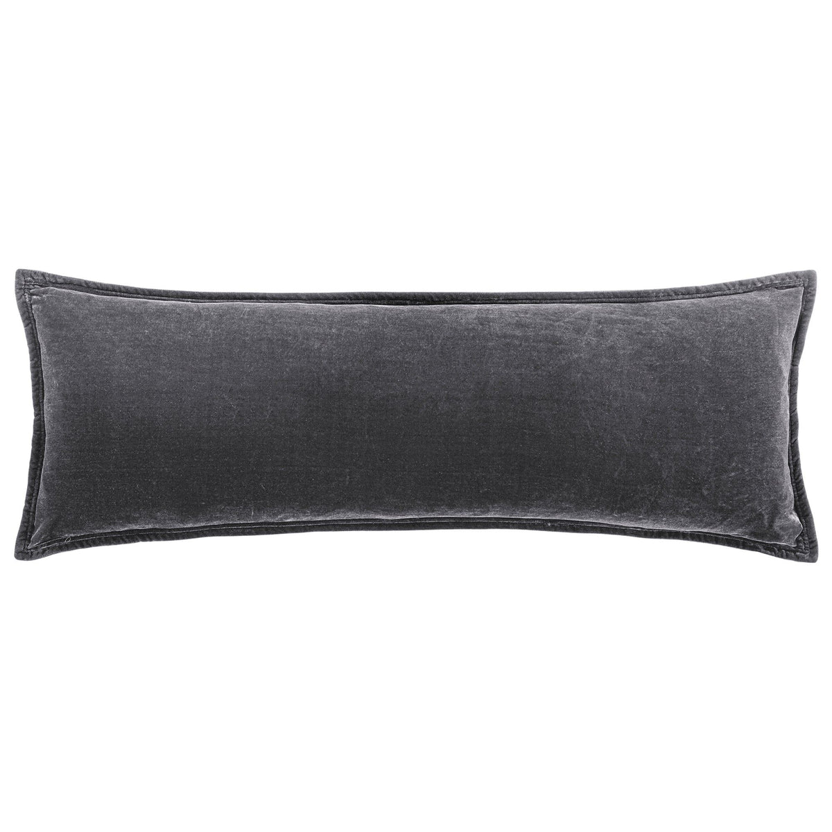 Stella Faux Silk Velvet Long Lumbar Pillow, 14" x 42", Slate, 1PC
