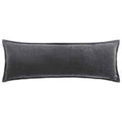 Stella Faux Silk Velvet Long Lumbar Pillow, 14" x 42", Slate, 1PC