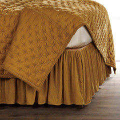 Stella Faux Silk Velvet Bed Skirt, Queen, Saffron, 1PC