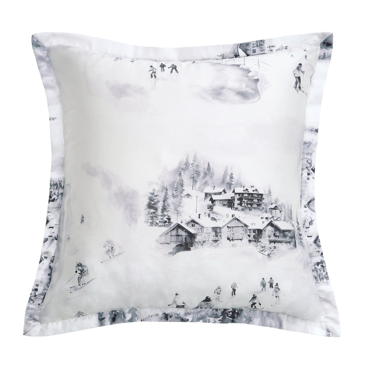 Ski Toile Lyocell Euro Sham, Gray, 1PC