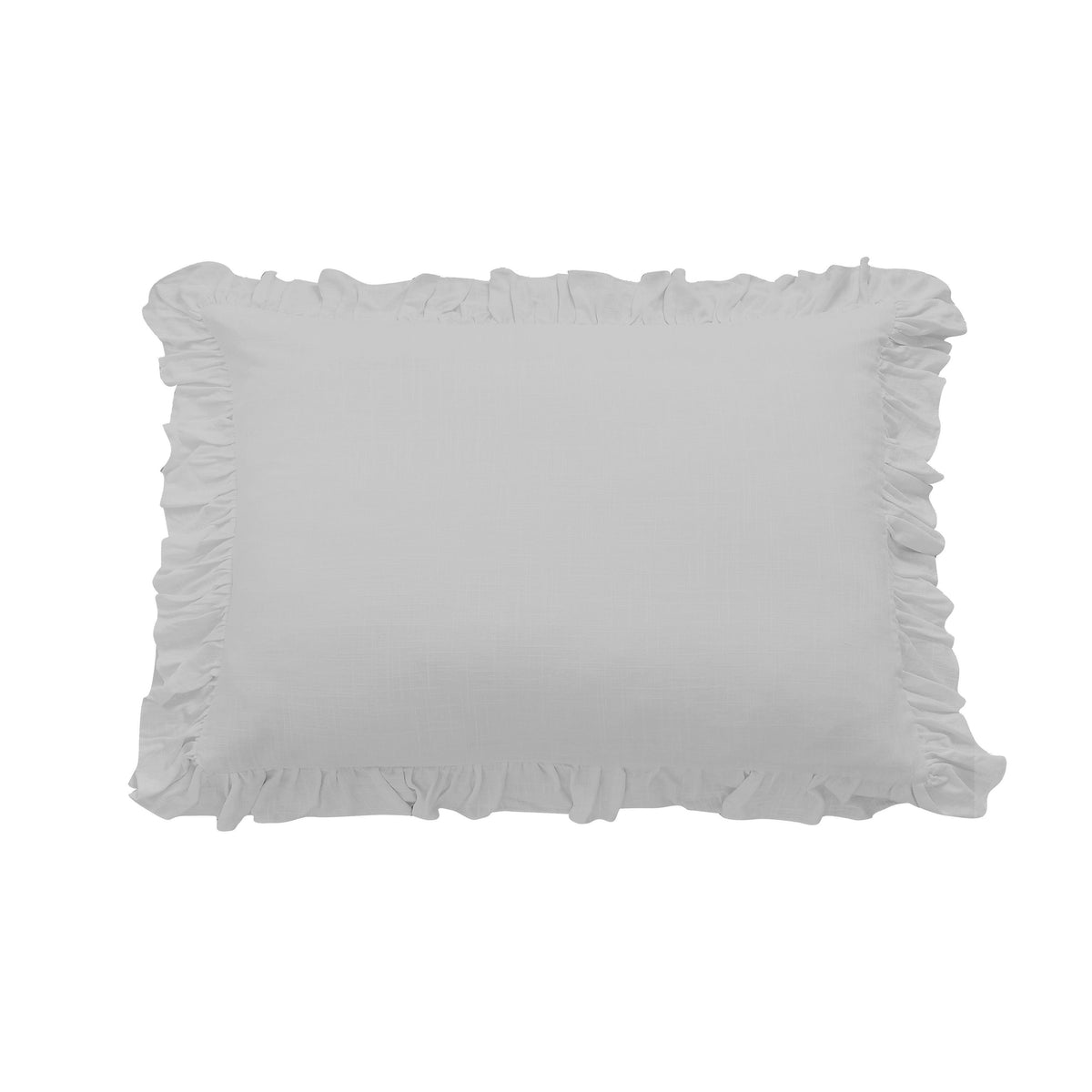 Lily Washed Linen Ruffled Pillow Sham, 21" x 27", Gray, 1PC