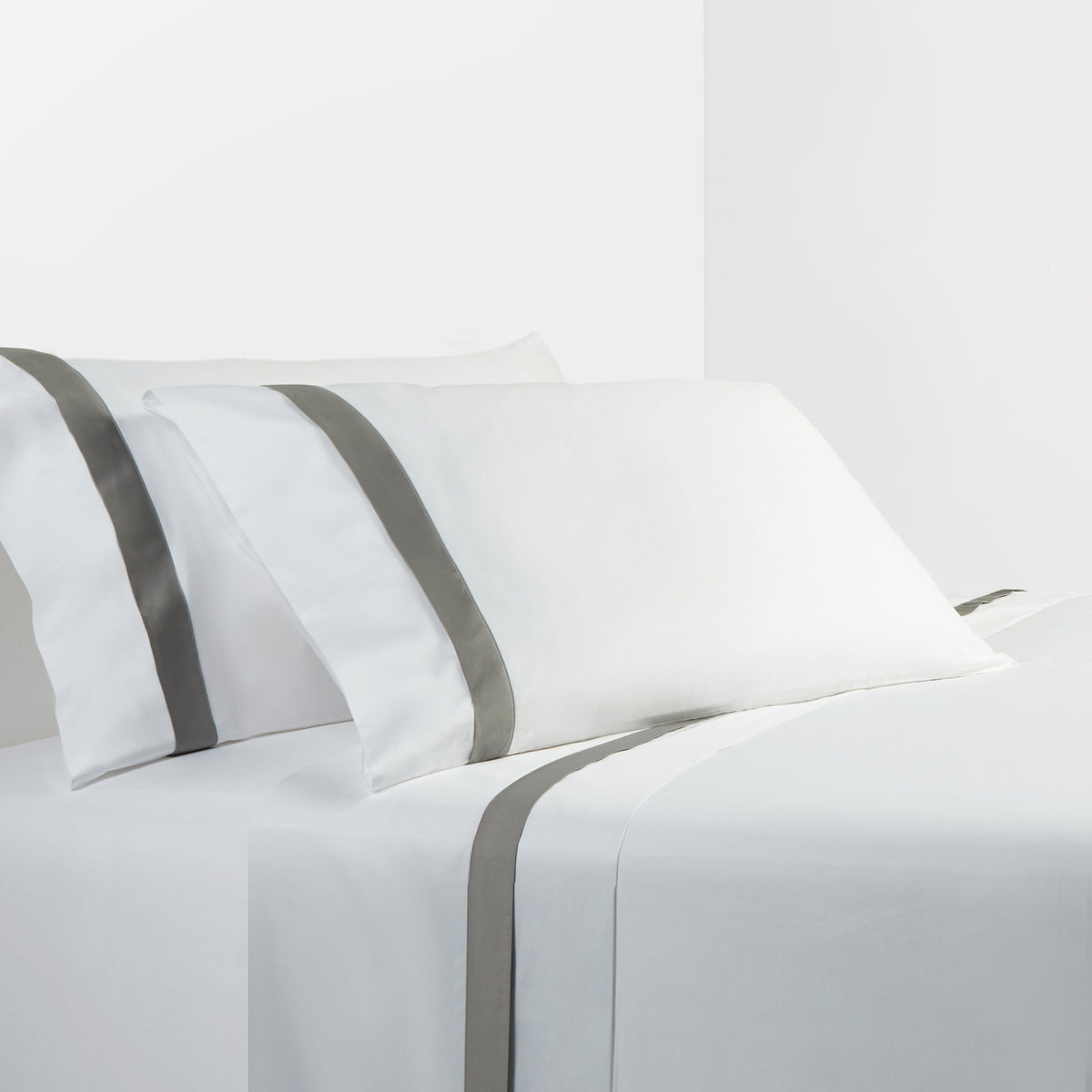 350TC Flange Design Sheet Set, Queen, Gray, 4PC