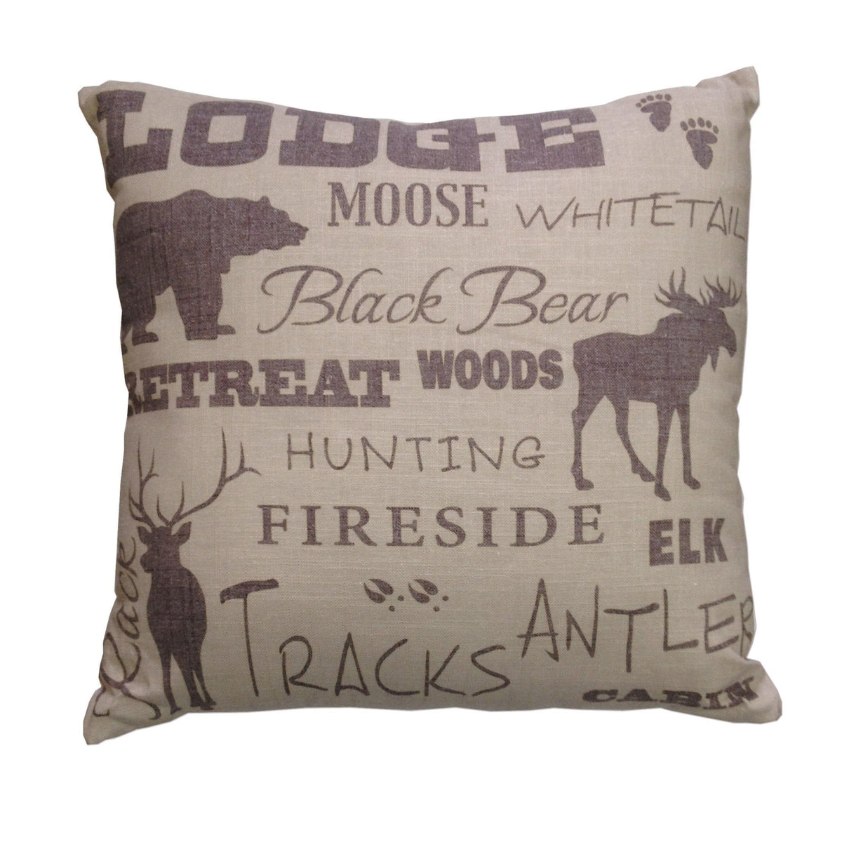 Lodge Text Collage Decorative Throw Pillow, 18" x 18", 1PC