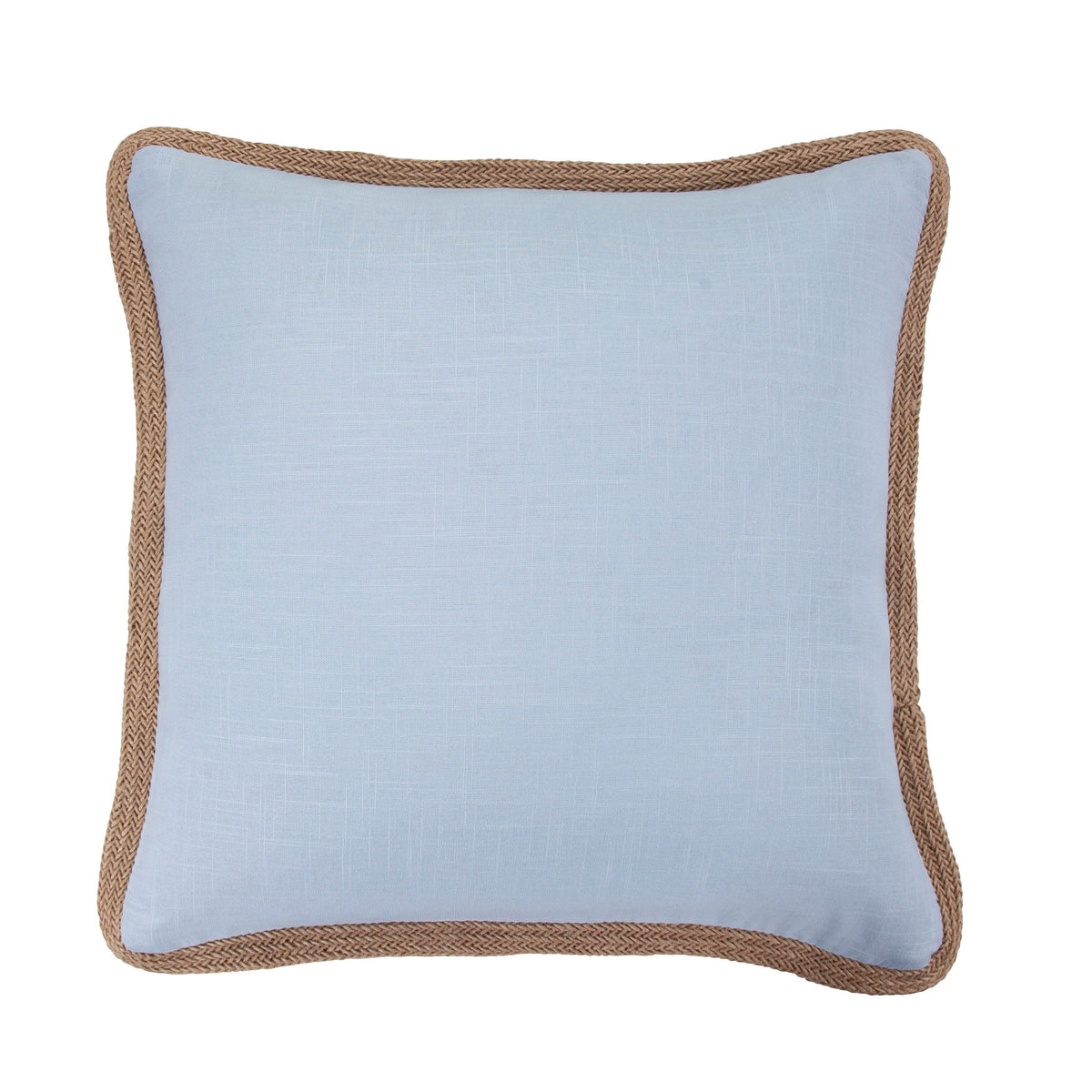 Luna Washed Linen Jute Trimmed Euro Sham, 27" x 27", Light Blue, 1PC