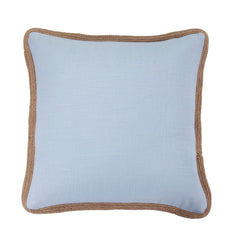 Luna Washed Linen Jute Trimmed Euro Sham, 27" x 27", Light Blue, 1PC