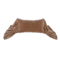 Stella Faux Silk Velvet Long Ruffled Pillow, 14" x 26", Dusty Rose, 1PC