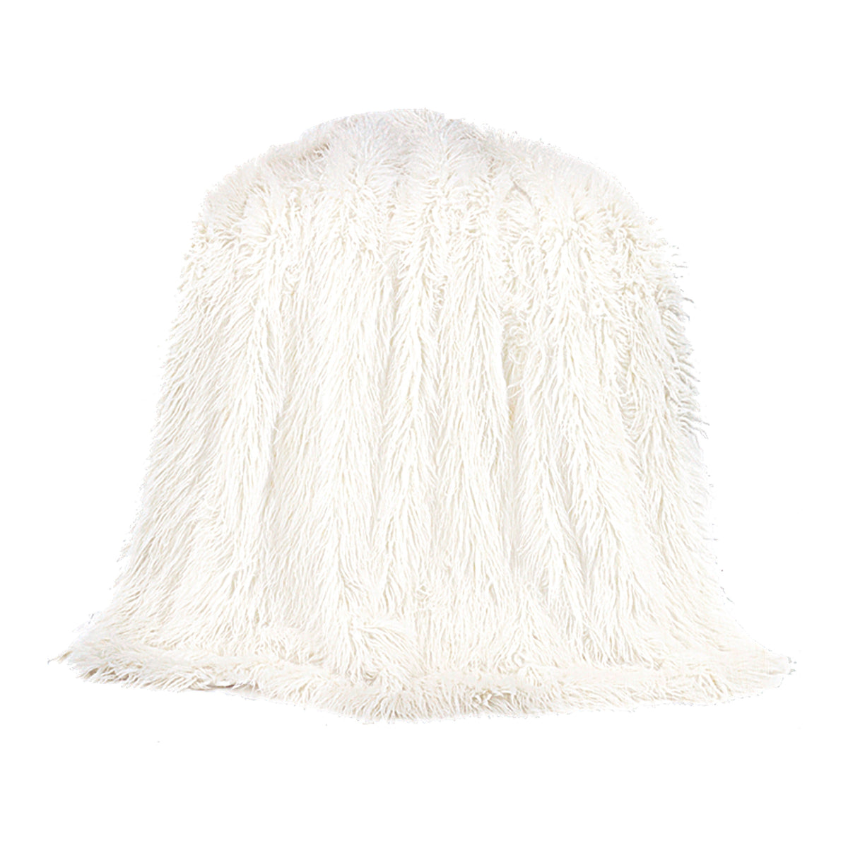 Mongolian Faux Fur Throw Blanket, 50" x 60", White, 1PC