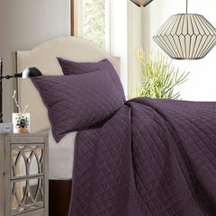 Velvet Diamond Quilt Set, King, Amethyst, 3PC