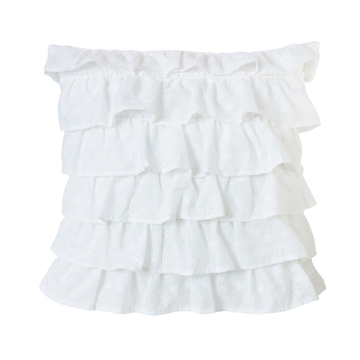 Salado Tiered Ruffled Eyelet Pillow, 18" x 18", 1PC
