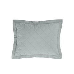 Linen Cotton Diamond Quilted Boudoir Pillow, 12" x 16", Seaglass, 1PC