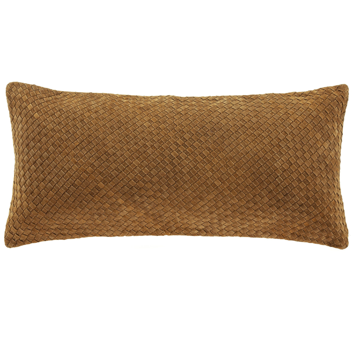 Woven Suede & Basket Weave Long Lumbar Pillow, 14" x 30", 1PC
