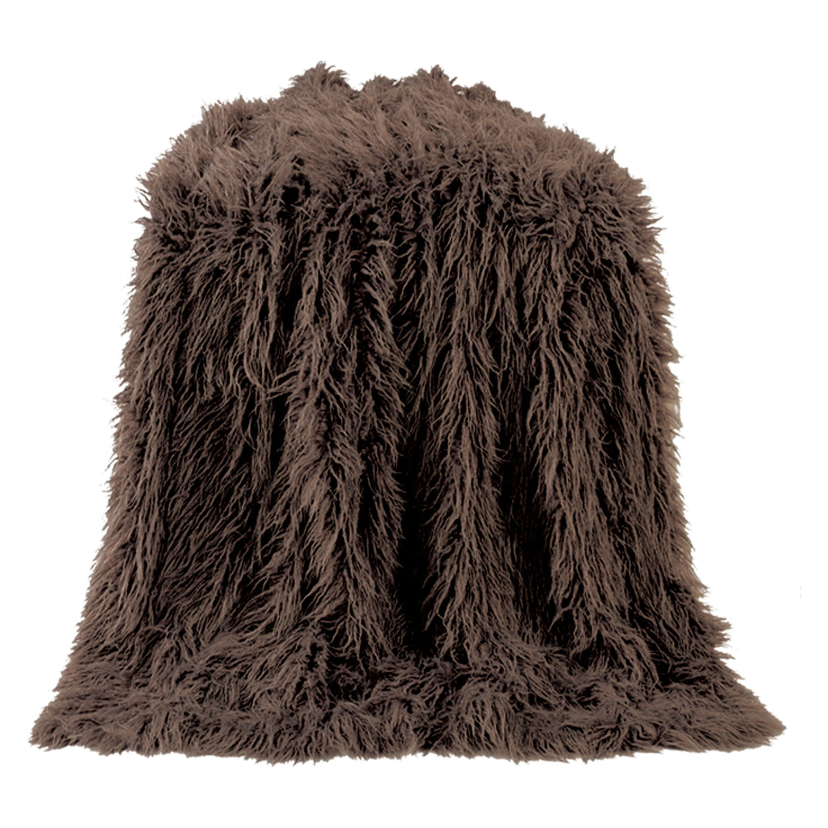 Mongolian Faux Fur Throw Blanket, 50" x 60", Chocolate, 1PC