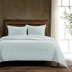 Stella Faux Silk Velvet Quilt, King, Icy Blue, 1PC