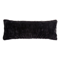 Ruched Rabbit Lumbar Pillow with Down Insert, 14" x 36", Black, 1PC