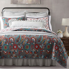 Abbie Western Paisley Reversible Quilt Set, Full/Queen, Teal, 3PC