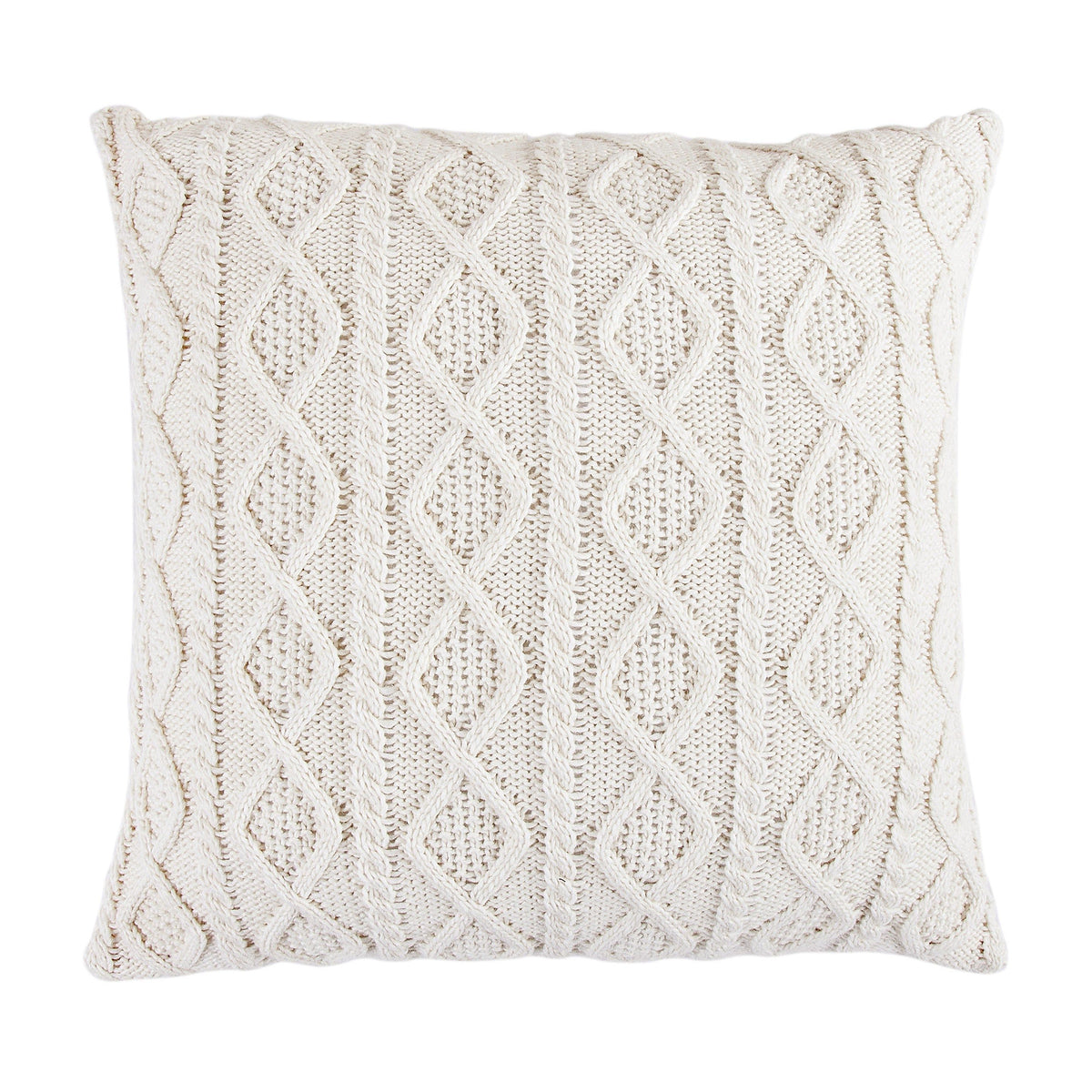 Cable Knit Soft Diamond Euro Sham, 26" x 26", Cream, 1PC