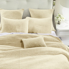 Stonewashed Cotton Velvet Quilt Set, Full/Queen, Light Tan, 3PC