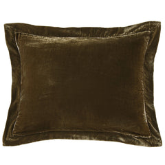 Stella Faux Silk Velvet Flanged Dutch Euro Pillow, 27" x 39", Green Ochre, 1PC