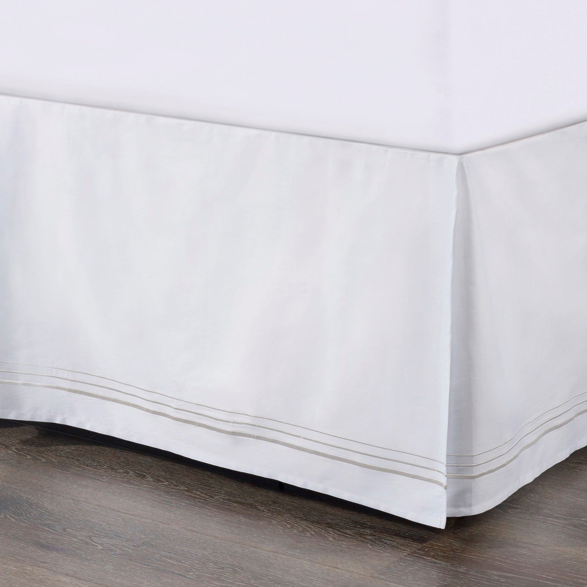 Embroidered Border Bed Skirt, King, White, 1PC