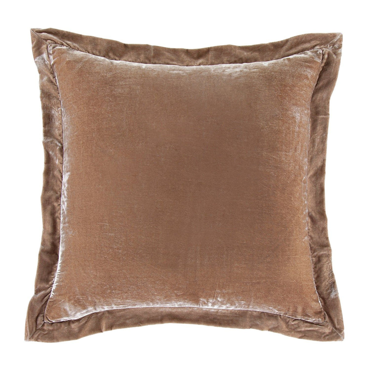 Stella Faux Silk Velvet Flanged Euro Sham, 27" x 27", Dusty Rose, 1PC