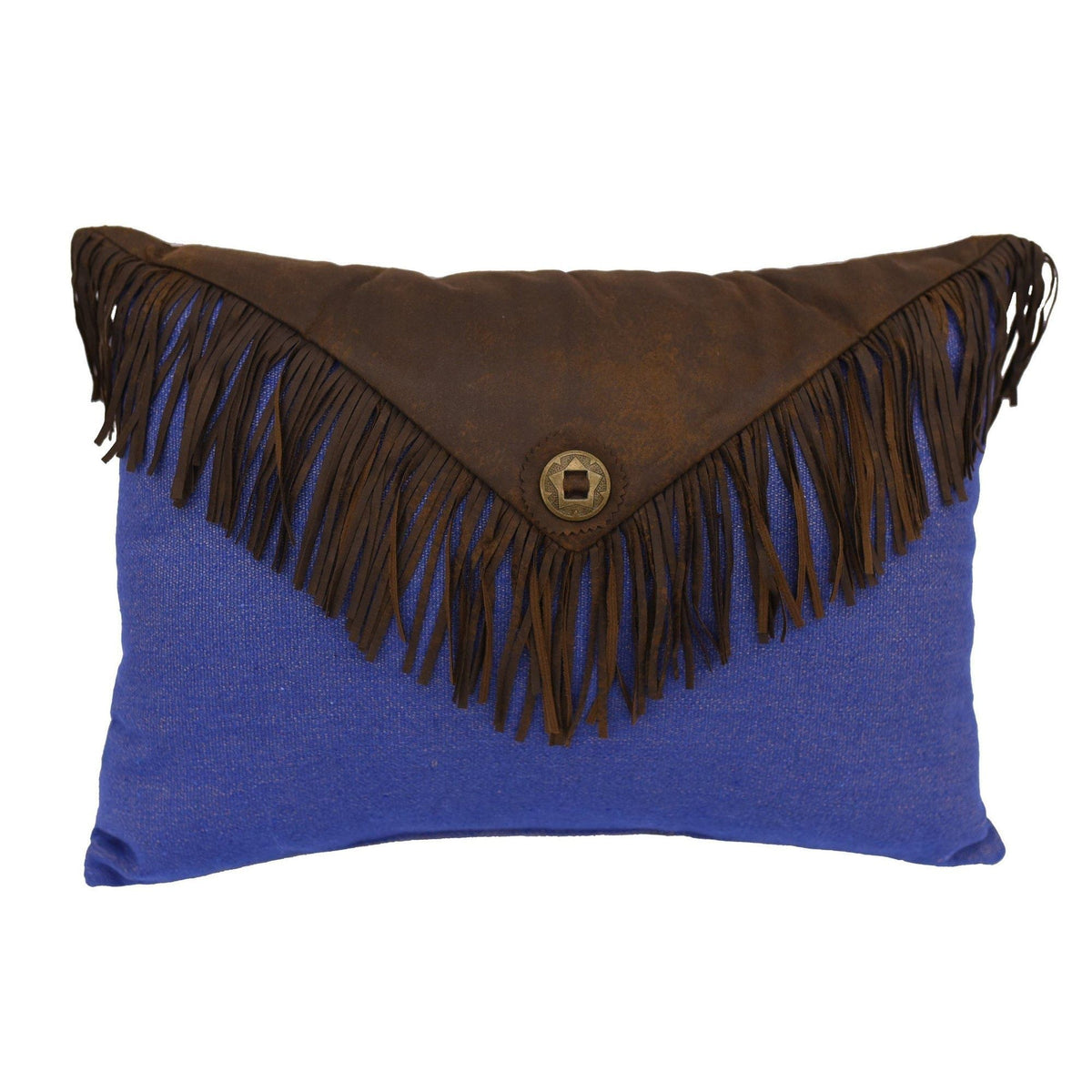 Envelop Fringe Pillow, 16" x 21", Blue