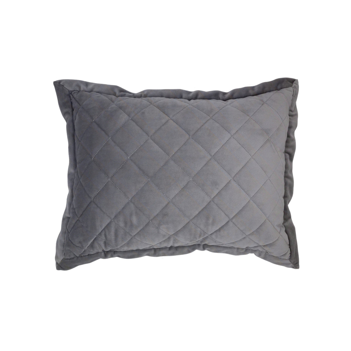 Velvet Diamond Quilted Boudoir Pillow, 12" x 16", Gray, 1PC