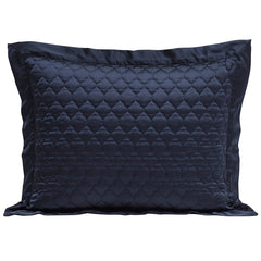 High Shine Satin Quatrefoil Quilt Pillow Sham Set, 21" x 27", Navy, 2PC