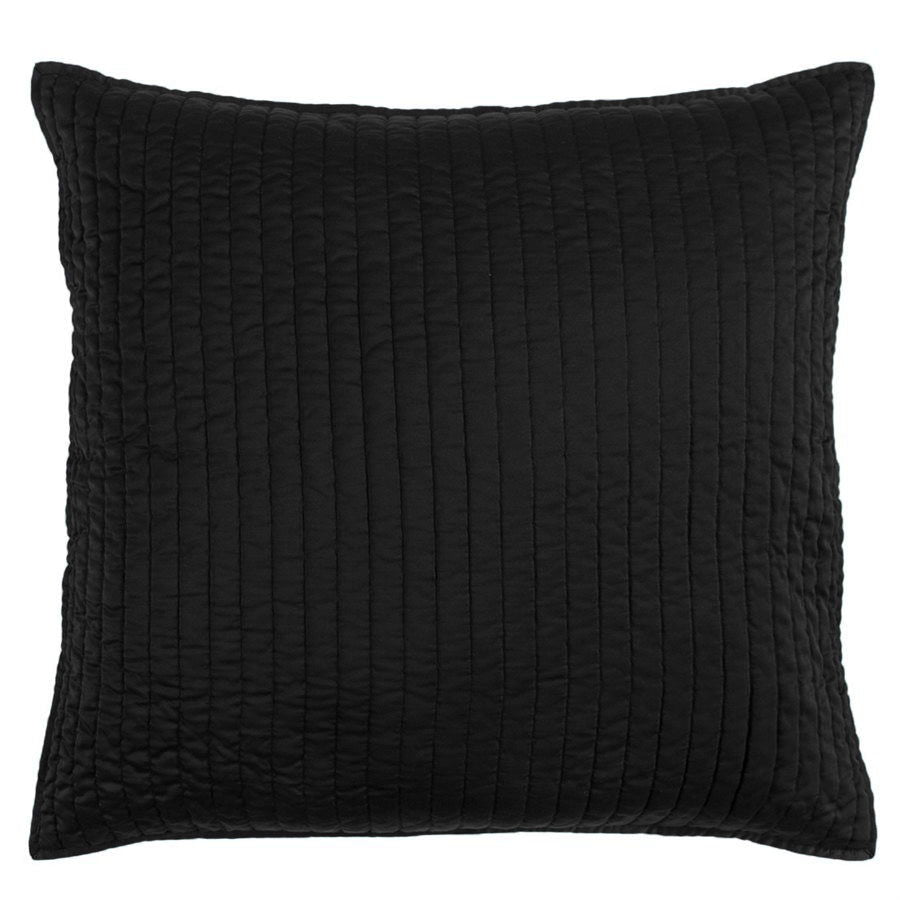 Satin Channel Quilted Euro Sham, 27" x 27", Black, 1PC