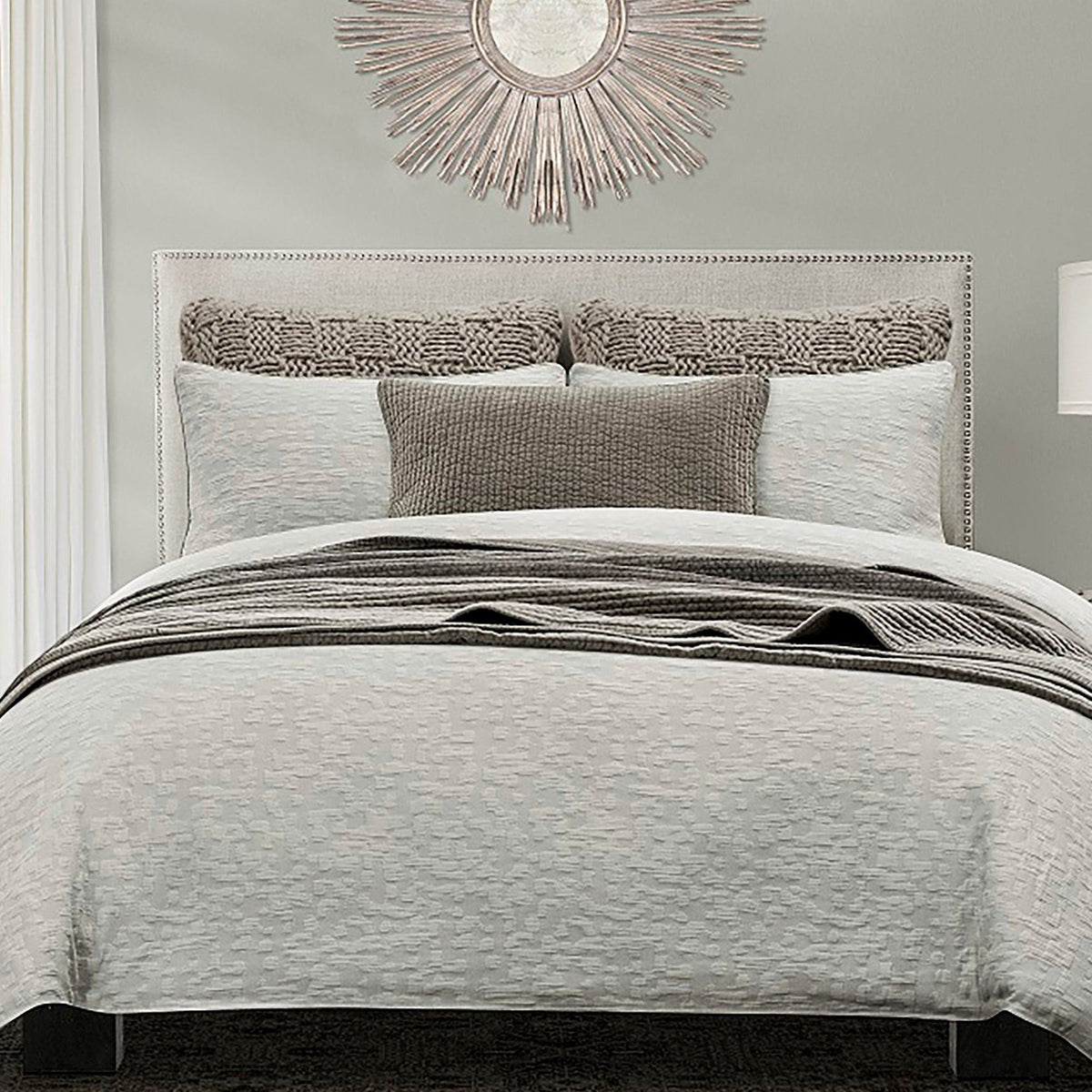 Porto Matelassé Duvet Cover Set, Super Queen, Light Taupe, 3PC