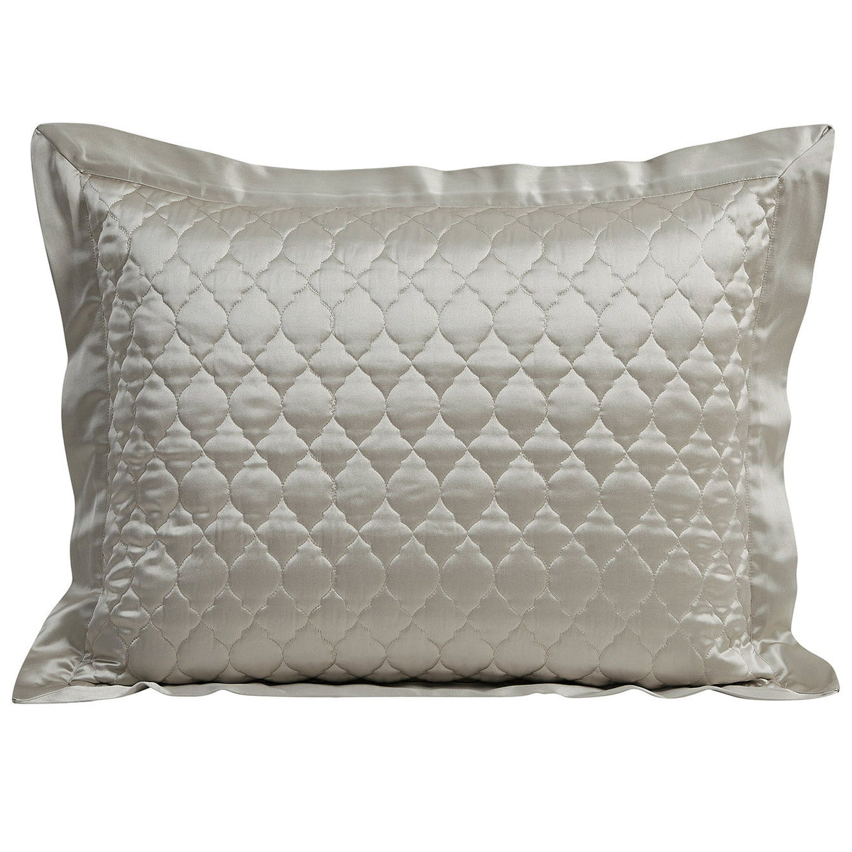 High Shine Satin Quatrefoil Quilt Pillow Sham Set, 21" x 34", Champagne, 2PC