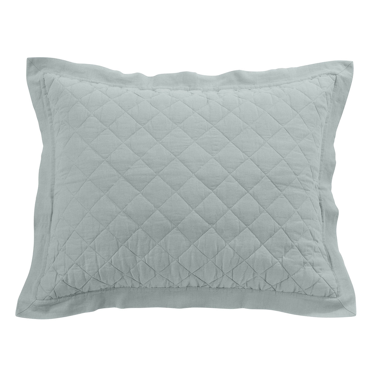 Linen Cotton Diamond Quilted Pillow Sham, 20" x 34", Seaglass, 1PC