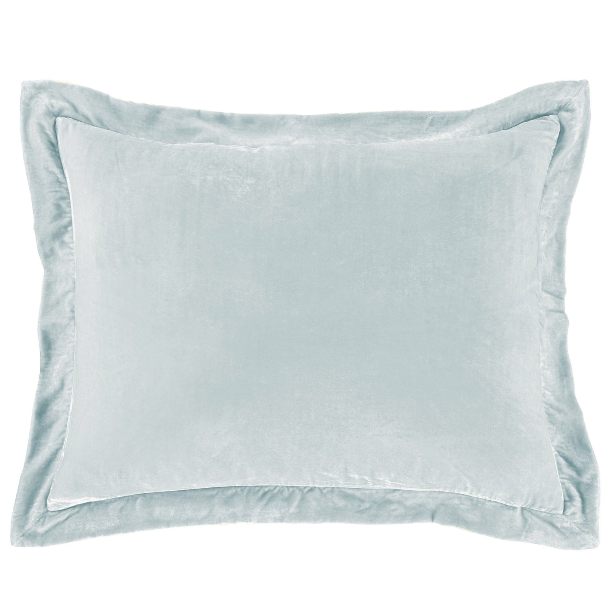 Stella Faux Silk Velvet Flanged Dutch Euro Pillow, 27" x 39", Icy Blue, 1PC