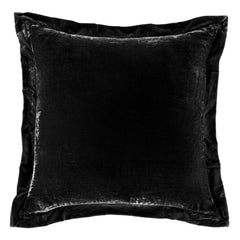 Stella Faux Silk Velvet Flanged Euro Sham, 27" x 27", Black, 1PC