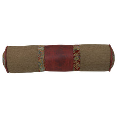 San Angelo Tan & Red Bolster Pillow with Paisley, 8" x 26", 1PC