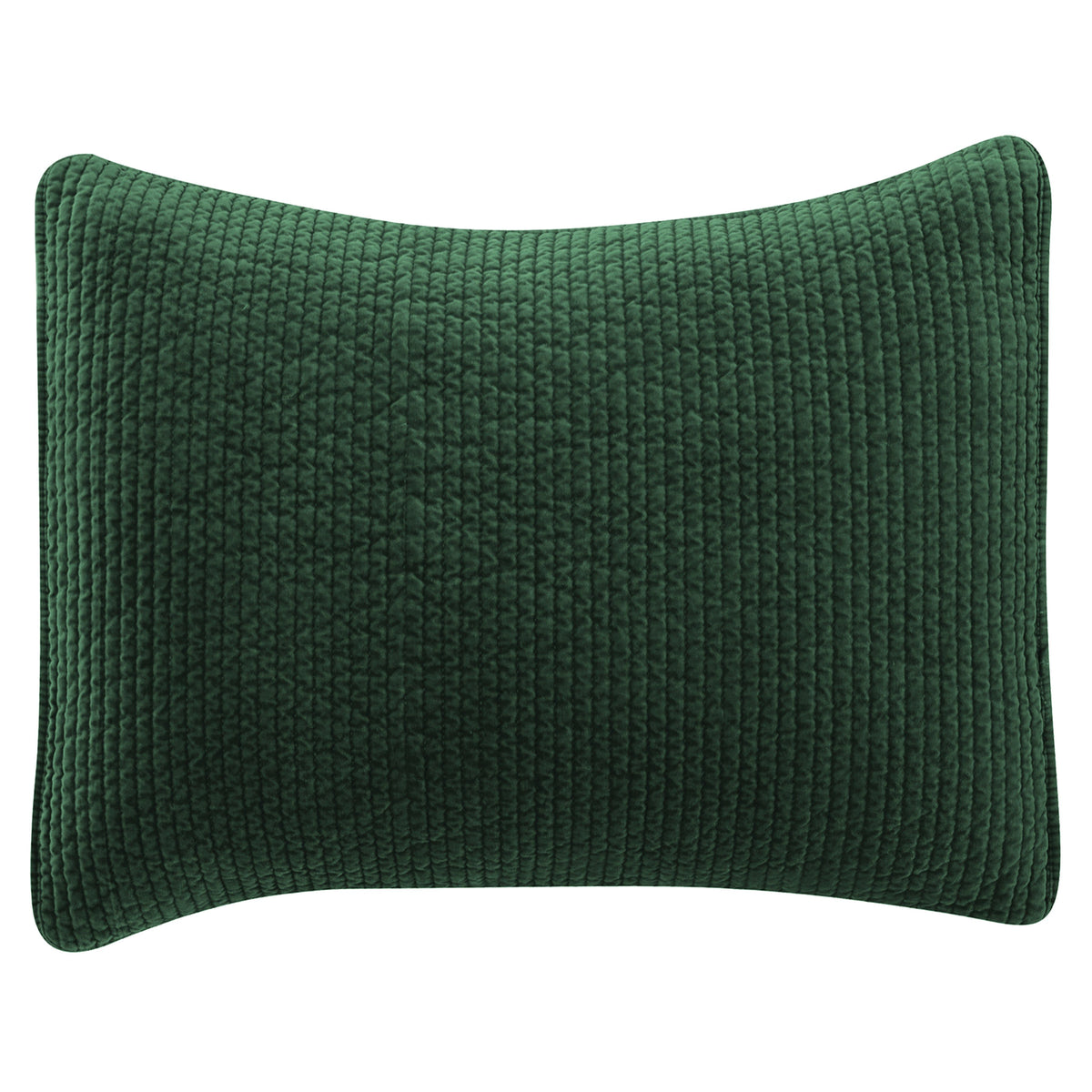 Stonewashed Cotton Velvet Quilted Pillow Sham, 21" x 34", Emerald, 1PC
