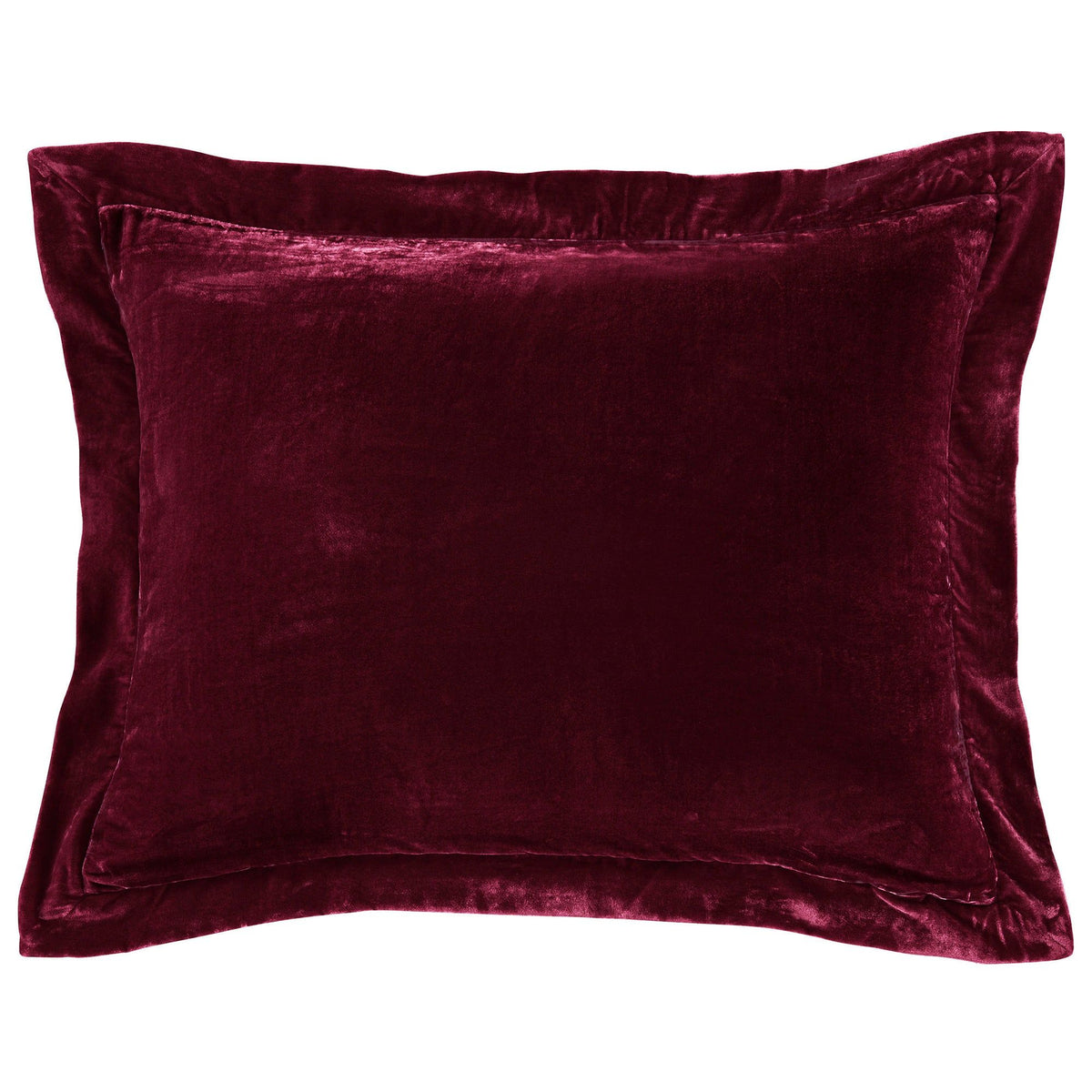 Stella Faux Silk Velvet Flanged Dutch Euro Pillow, 27" x 39", Garnet Red, 1PC