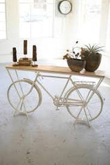 Rustic White Repurposed Bicycle Shelf