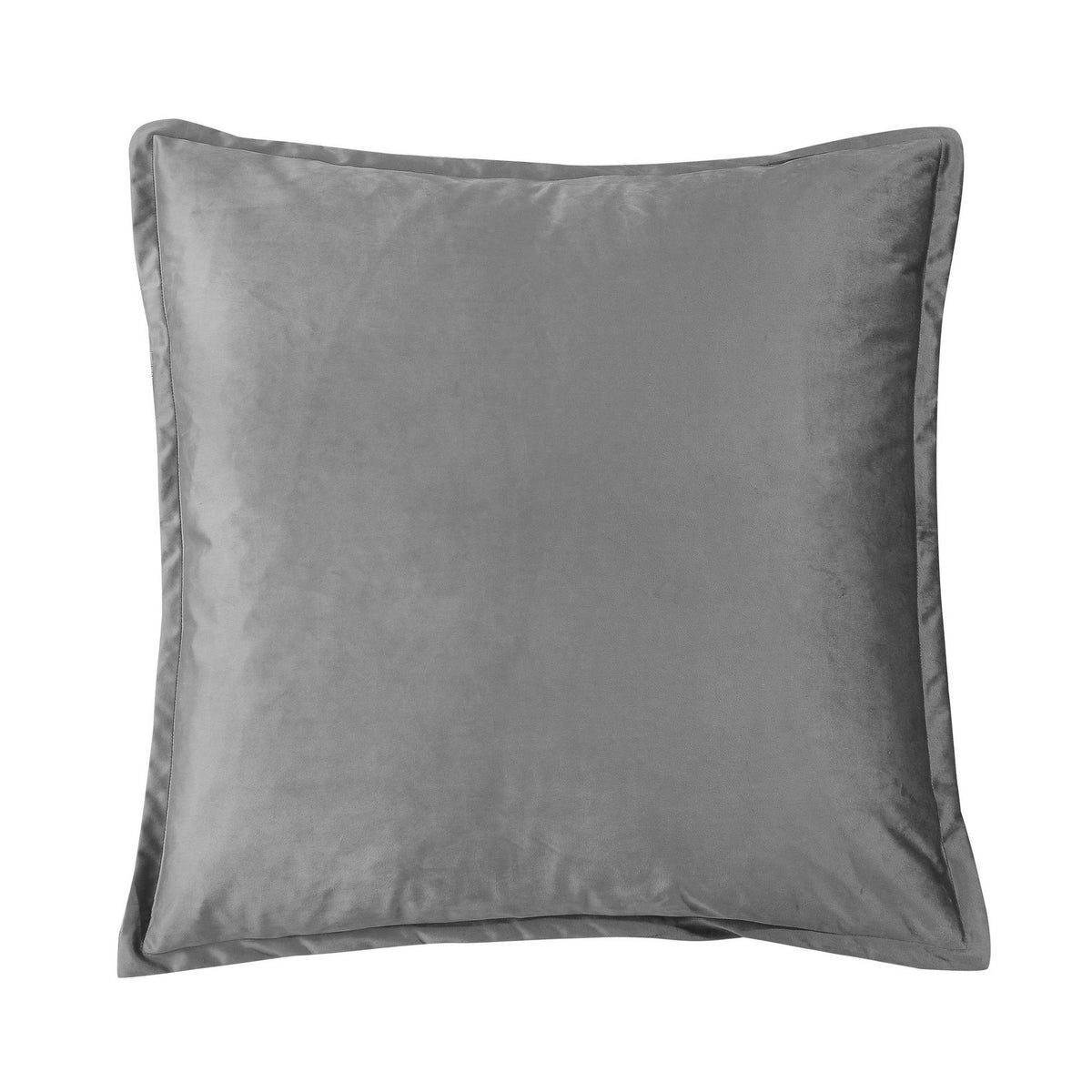 Velvet Flanged Euro Sham, 27" x 27", Gray, 1PC