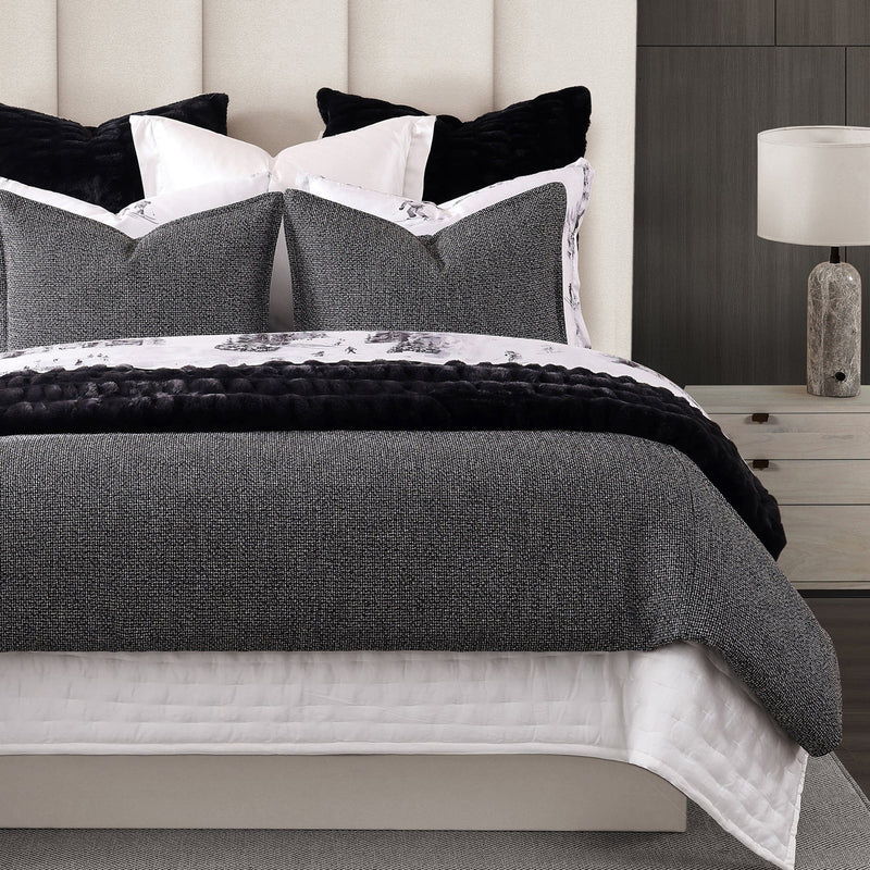 Tweed Duvet Cover Set, Queen, Black, 3PC
