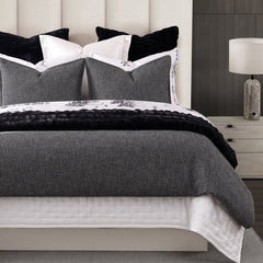 Tweed Duvet Cover Set, Queen, Black, 3PC
