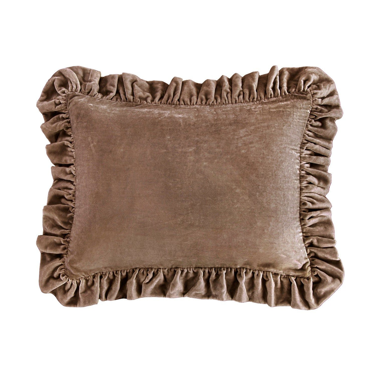 Stella Faux Silk Velvet Ruffled Dutch Euro Pillow, 27" x 39", Dusty Rose, 1PC