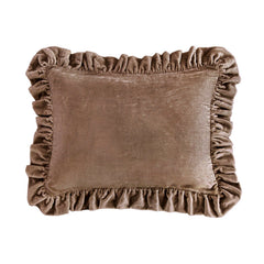 Stella Faux Silk Velvet Ruffled Dutch Euro Pillow, 27" x 39", Dusty Rose, 1PC