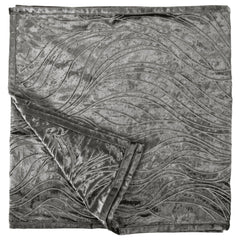 Celeste Silver Velvet & Wave Embroidered Bed Runner, 24" x 96", 1PC