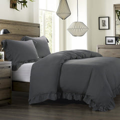 Lily Washed Linen Comforter Set, Super King, Slate, 3PC