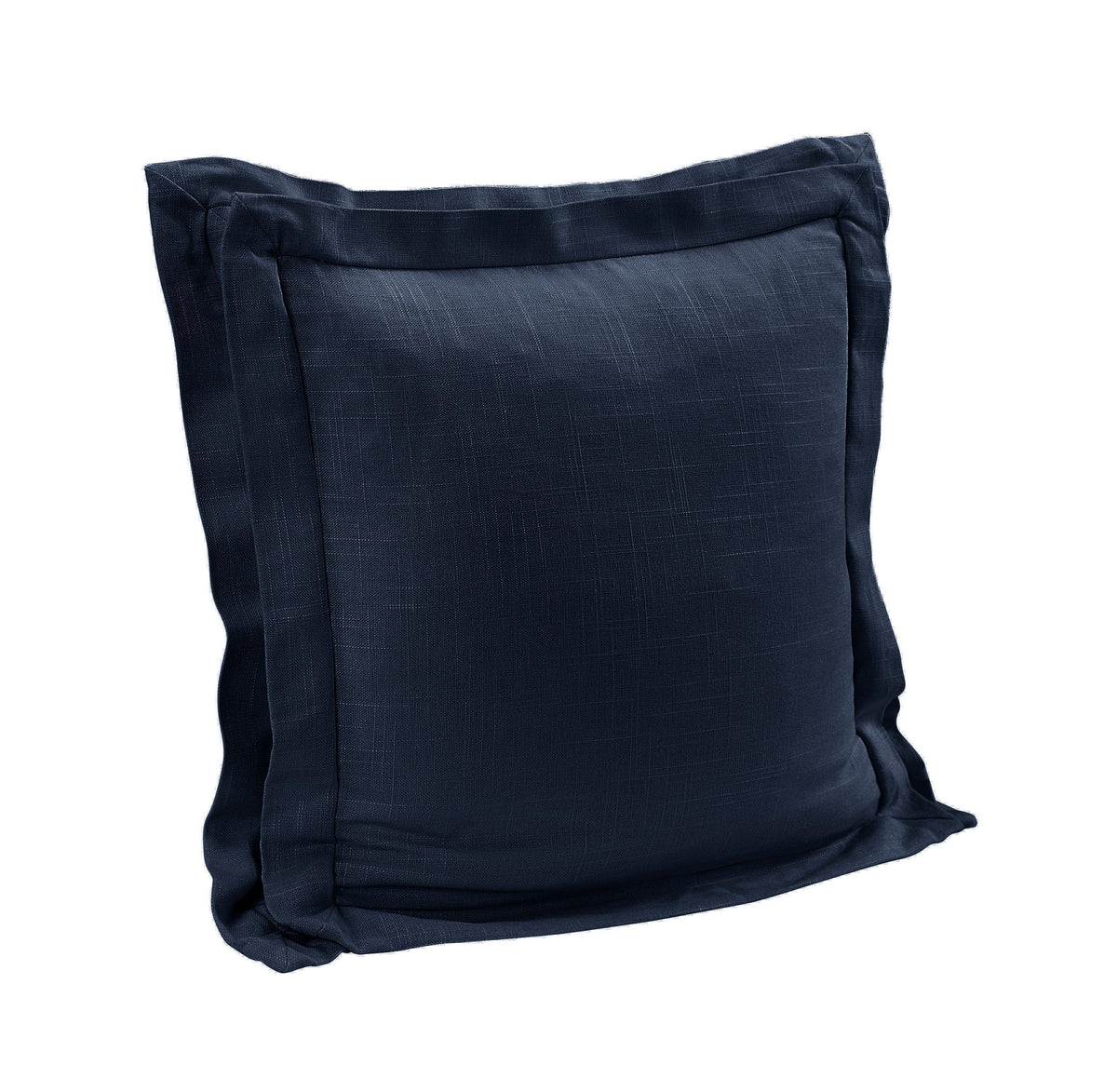 Luna Double Flanged Washed Linen Pillow, 20" x 20", Navy, 1PC