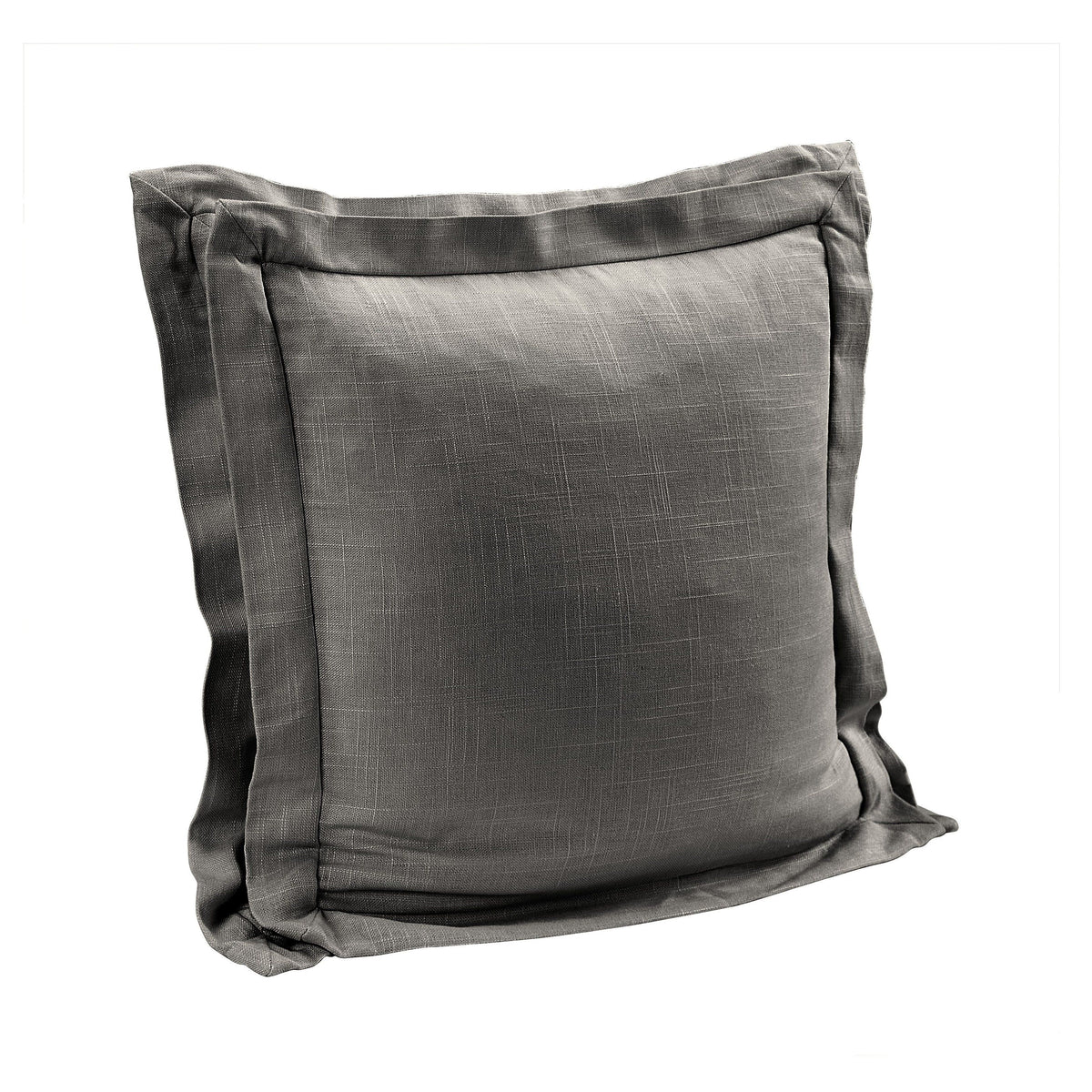 Luna Double Flanged Washed Linen Pillow, 20" x 20", Slate, 1PC