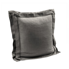 Luna Double Flanged Washed Linen Pillow, 20" x 20", Slate, 1PC